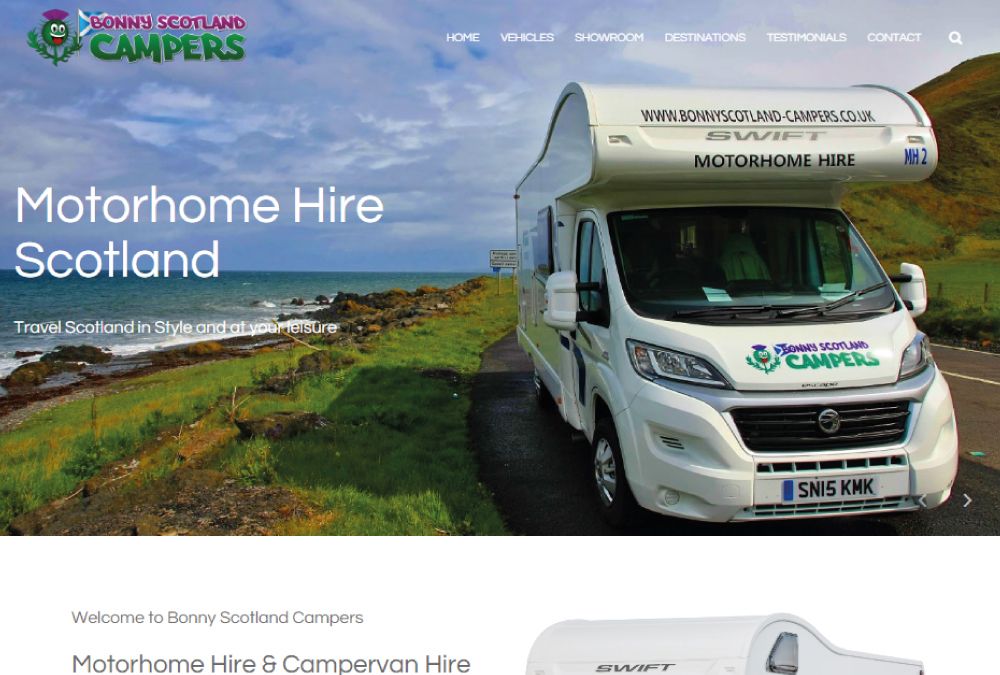 Website Design Coatbridge, Lanarkshire, Glasgow, Edinburgh, Bonny Scotland Campers